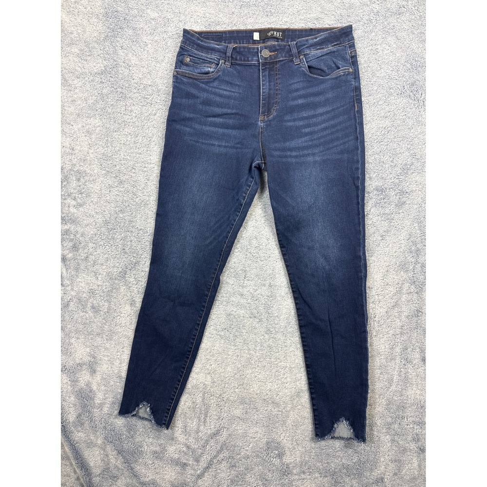 Kut from the Kloth Womens 10 Blue Skinny Jeans Step Hem Raw Edge Frayed